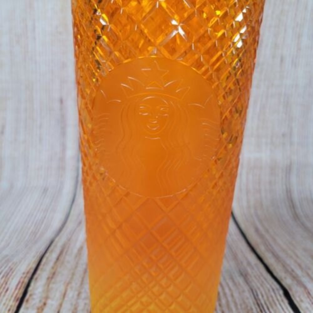 Starbucks 2022 Summer Orange Mango Ombre Jeweled Studded Tumbler 24oz Venti Cup - Picture 2 of 4